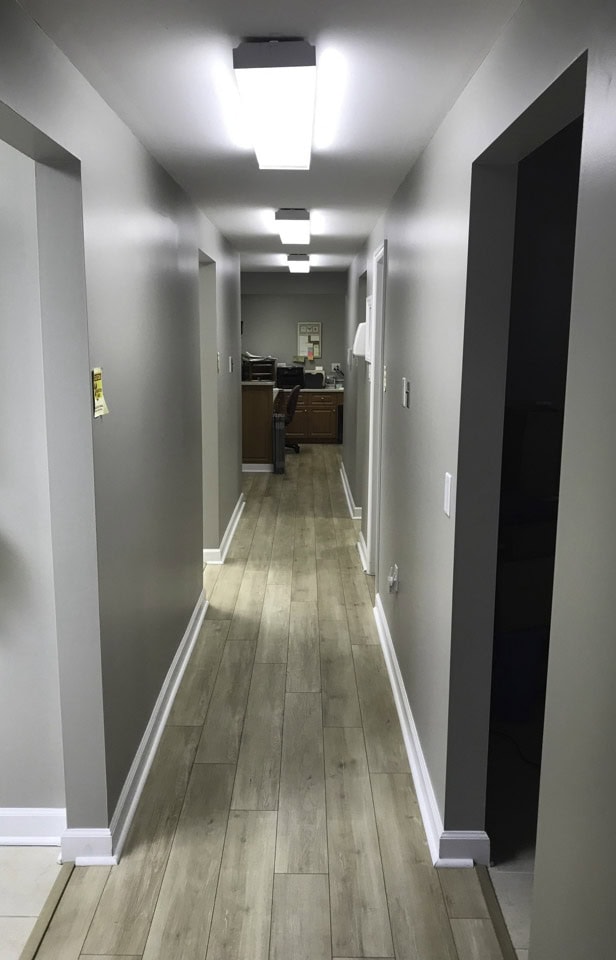 Clean, inviting space leading to treatment areas.